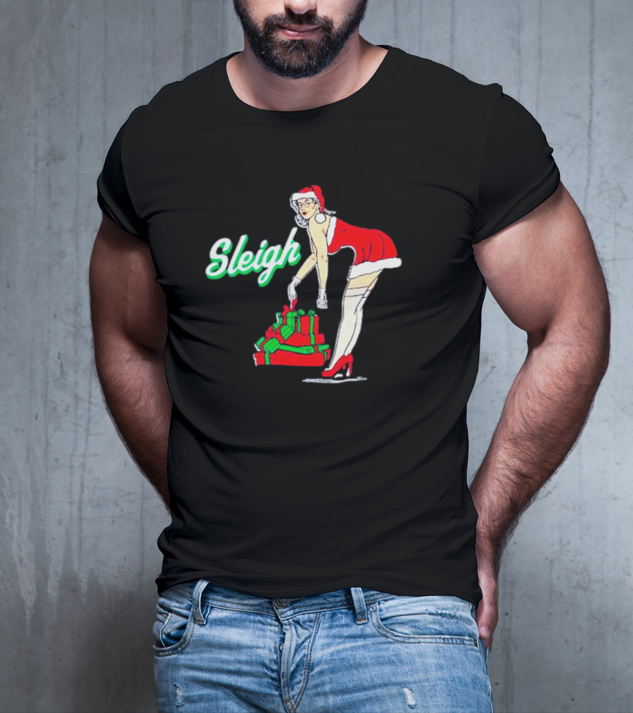 Vintage Santa Sleigh With Pin-Up Style Christmas Presents T-Shirt