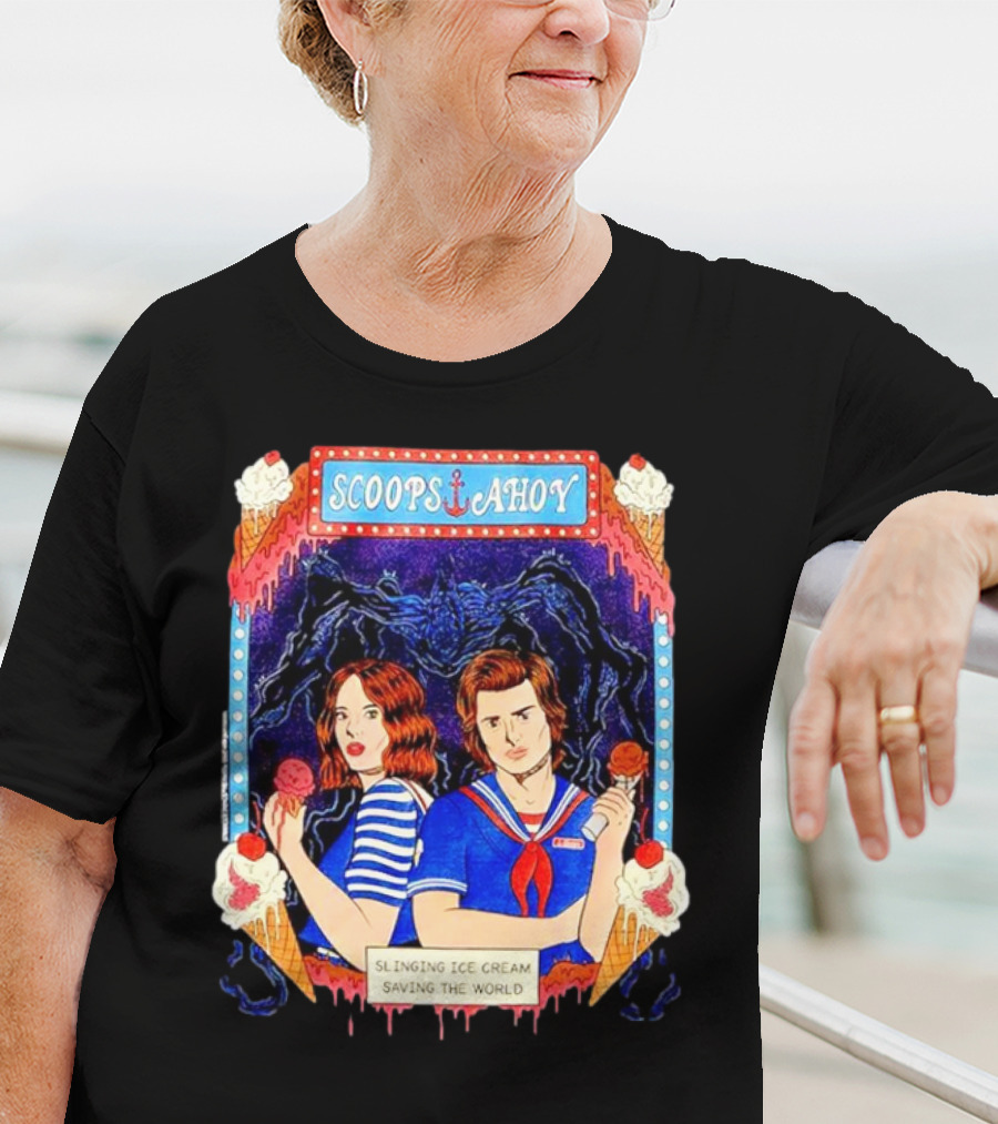 Scoops Ahoy Slinging Ice Cream Saving The World Stranger Things Duo Vintage T-Shirt
