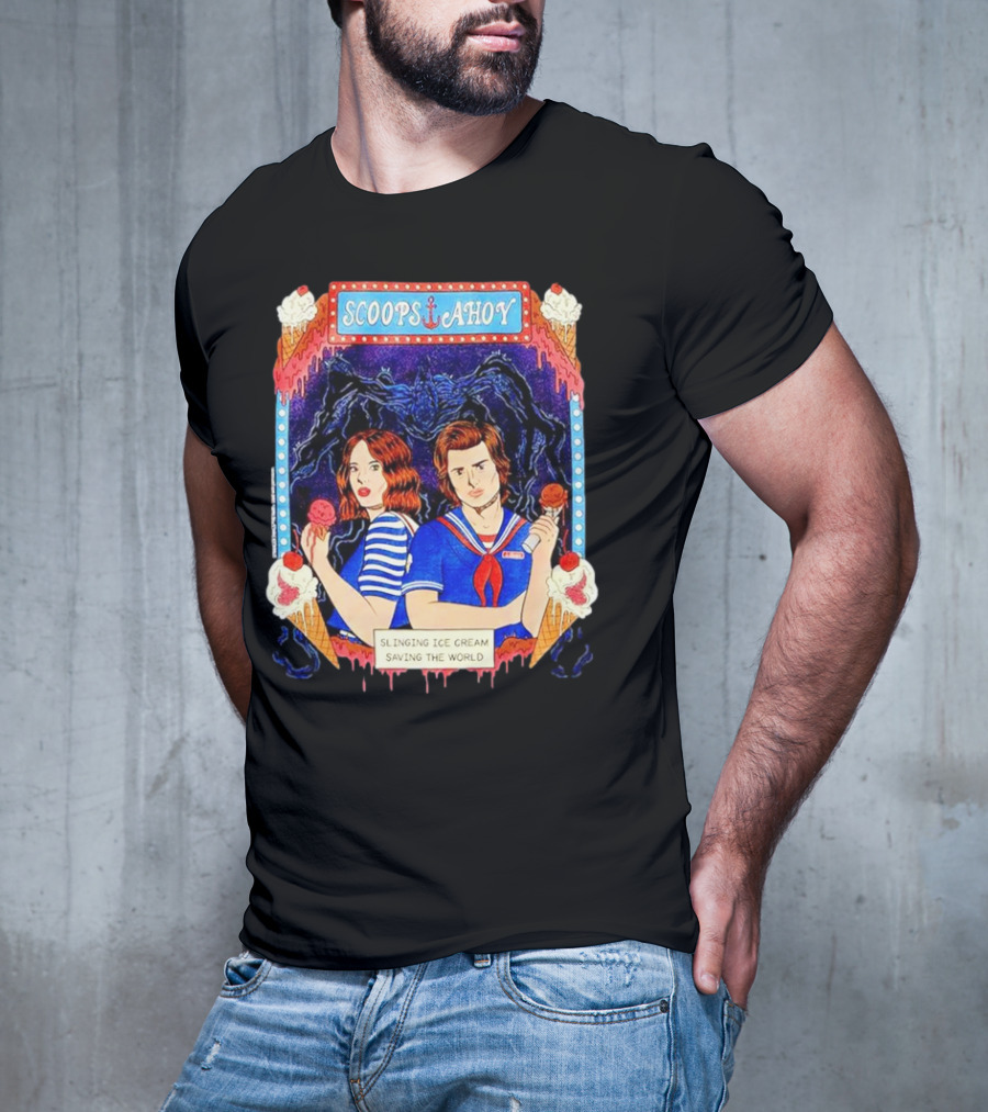 Scoops Ahoy Slinging Ice Cream Saving The World Stranger Things Duo Vintage T-Shirt