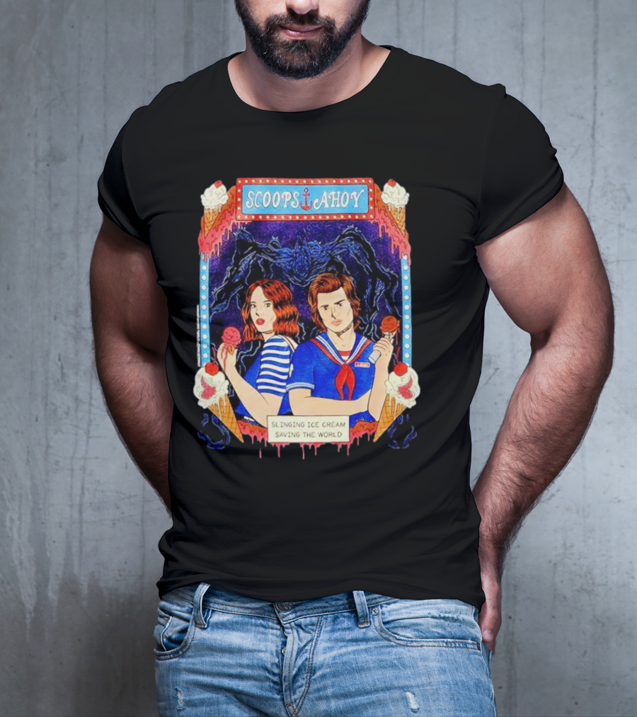 Scoops Ahoy Slinging Ice Cream Saving The World Stranger Things Duo Vintage T-Shirt