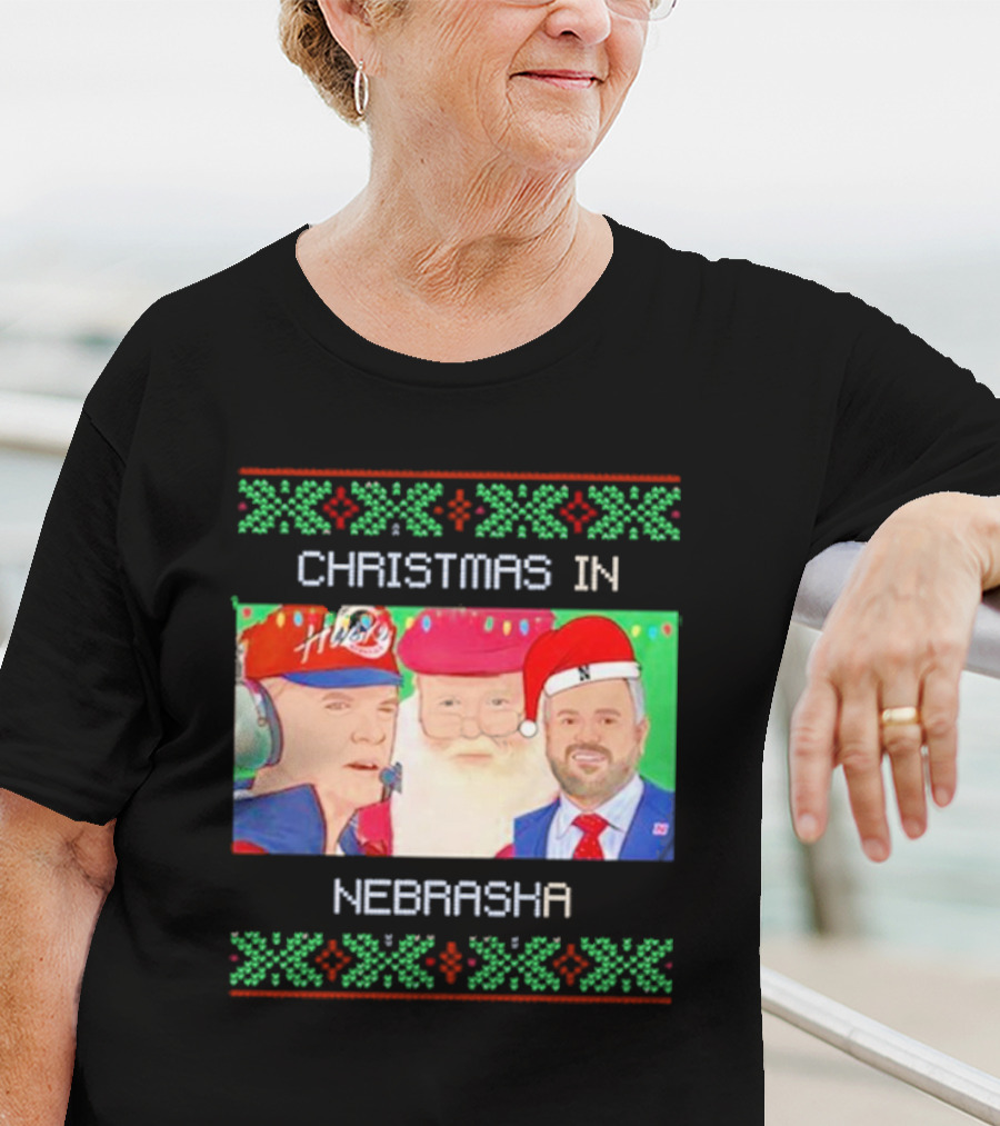 CHRISTMAS IN NEBRASKA HUSKERS SANTA COACH HOLIDAY T-Shirt