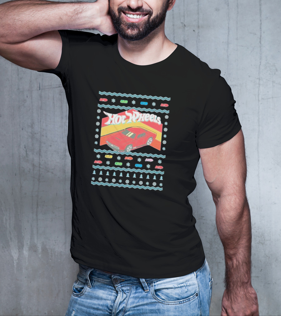 Hot Wheels Holiday Red Car Snowflake T-Shirt