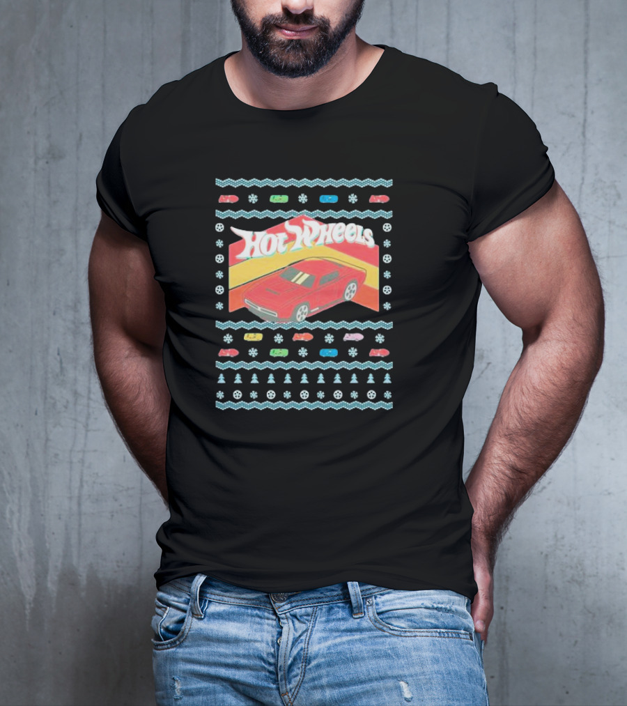 Hot Wheels Holiday Red Car Snowflake T-Shirt