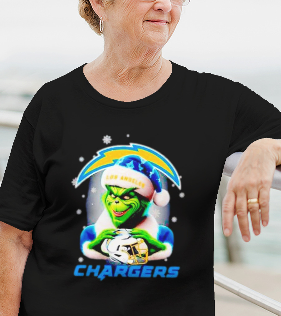 The Grinch Santa Los Angeles Chargers Christmas Holiday T-Shirt