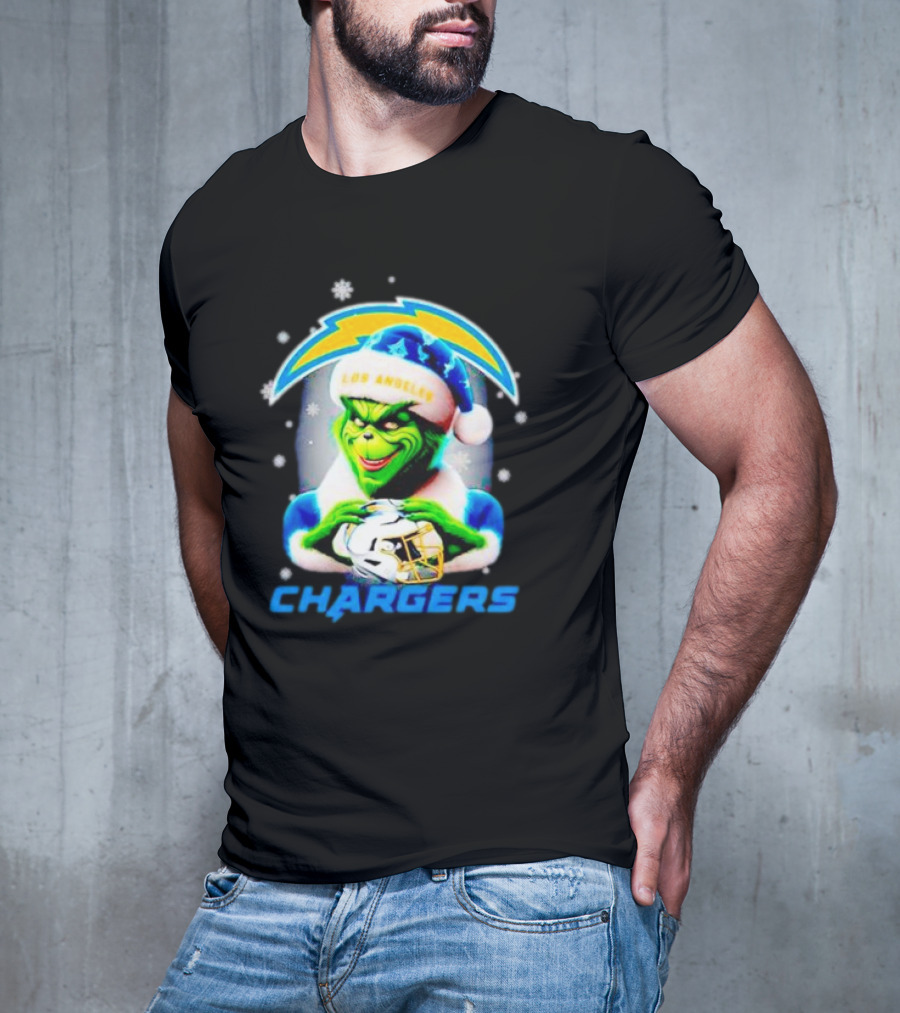 The Grinch Santa Los Angeles Chargers Christmas Holiday T-Shirt