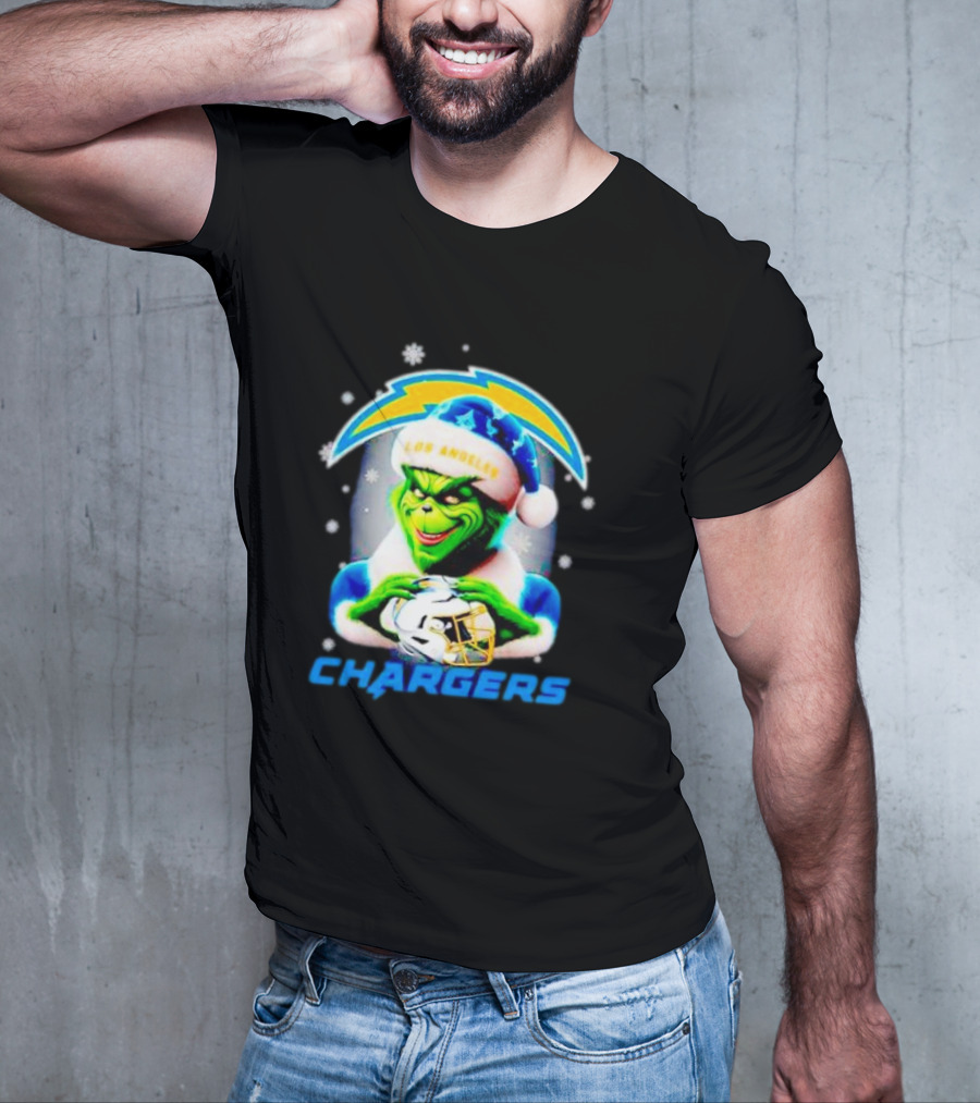 The Grinch Santa Los Angeles Chargers Christmas Holiday T-Shirt