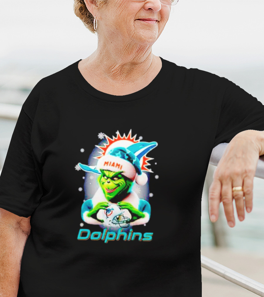 The Grinch Santa Miami Dolphins Christmas T-Shirt