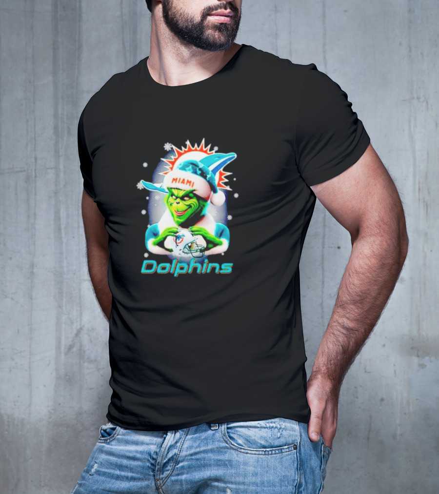 The Grinch Santa Miami Dolphins Christmas T-Shirt