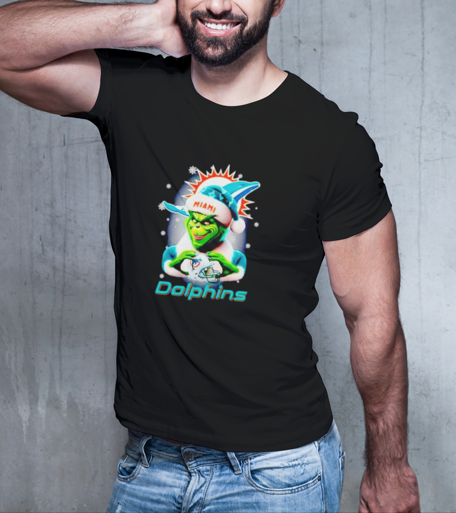 The Grinch Santa Miami Dolphins Christmas T-Shirt