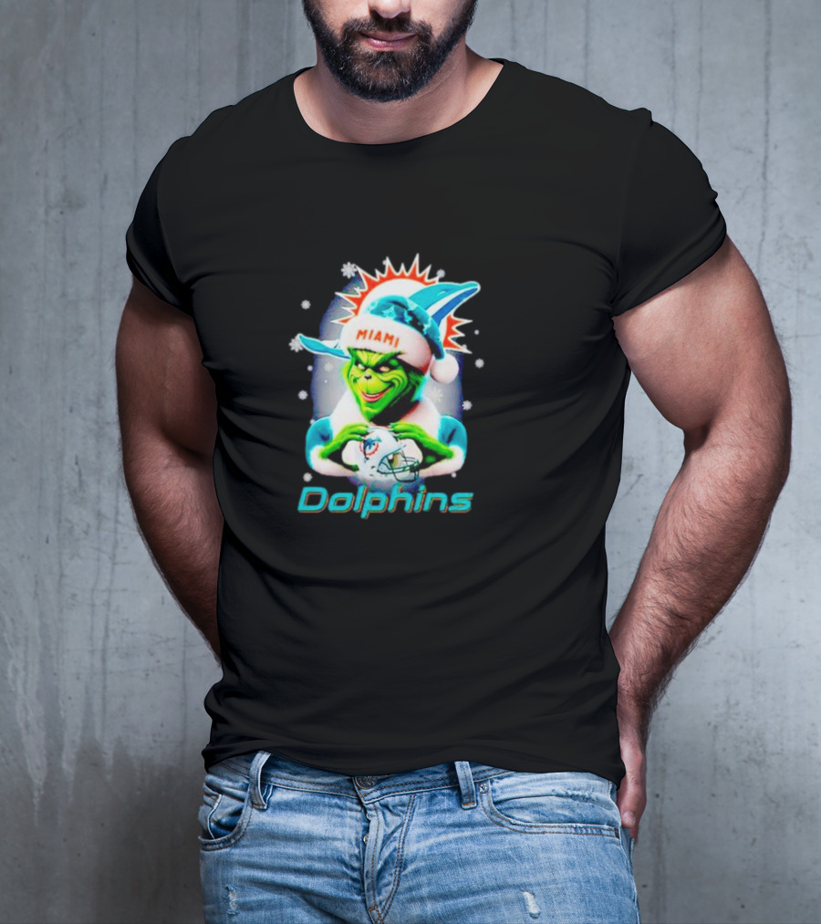 The Grinch Santa Miami Dolphins Christmas T-Shirt