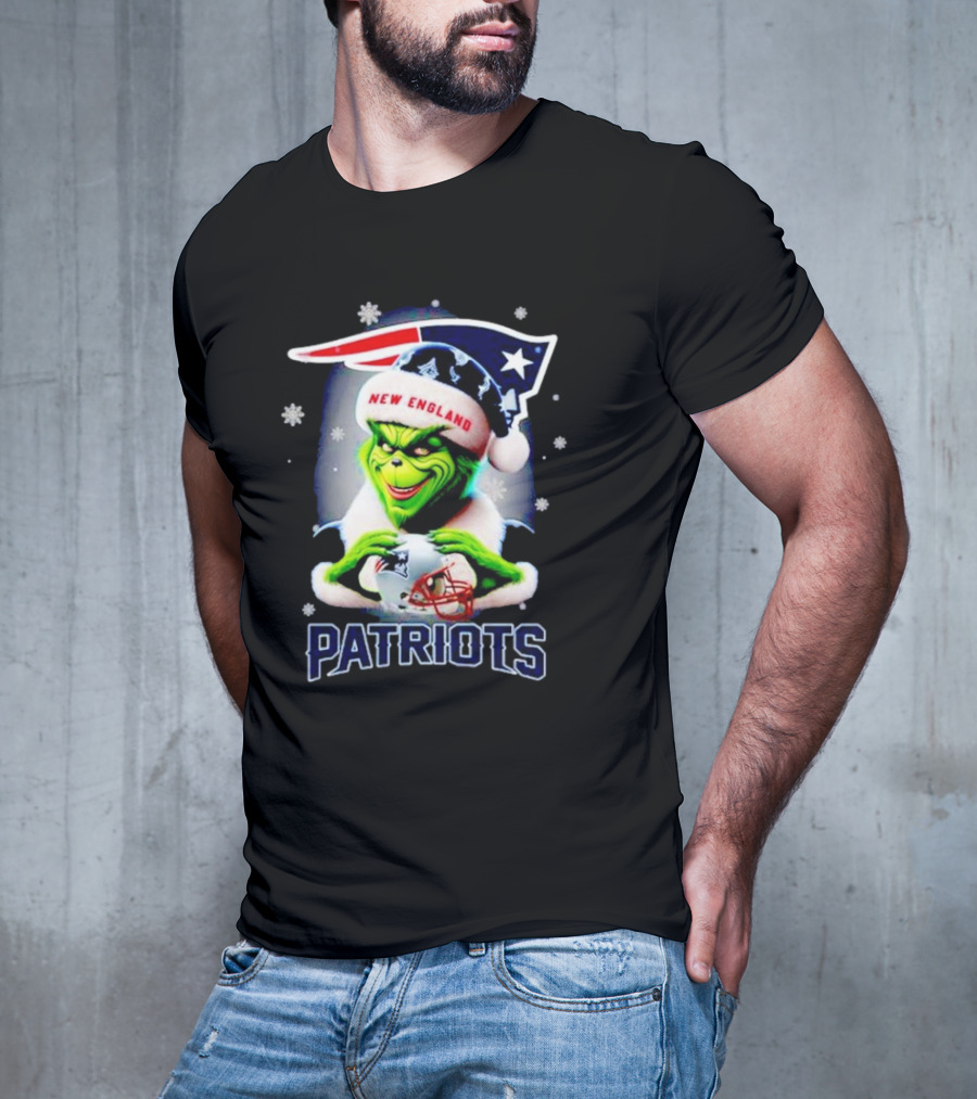 The Grinch Santa New England Patriots Christmas T-Shirt