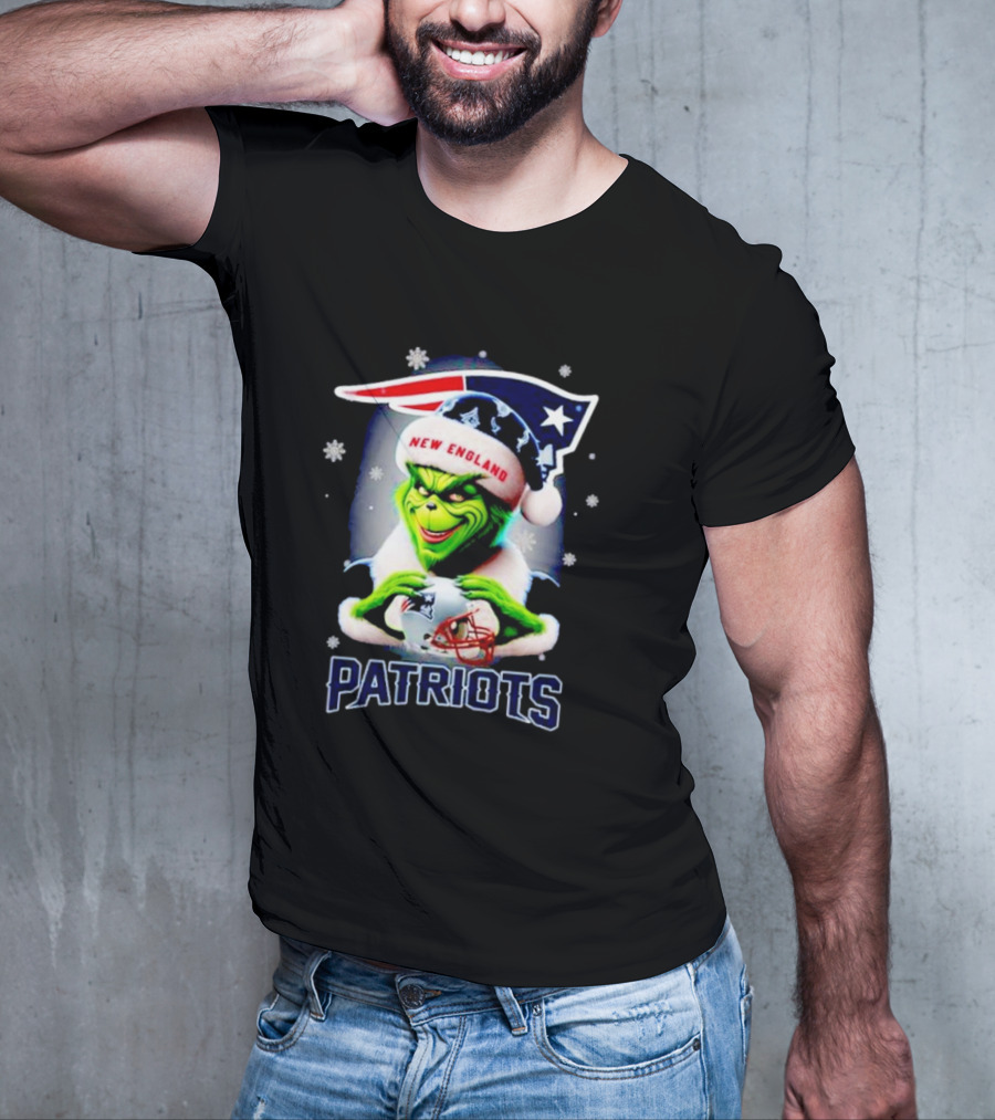 The Grinch Santa New England Patriots Christmas T-Shirt