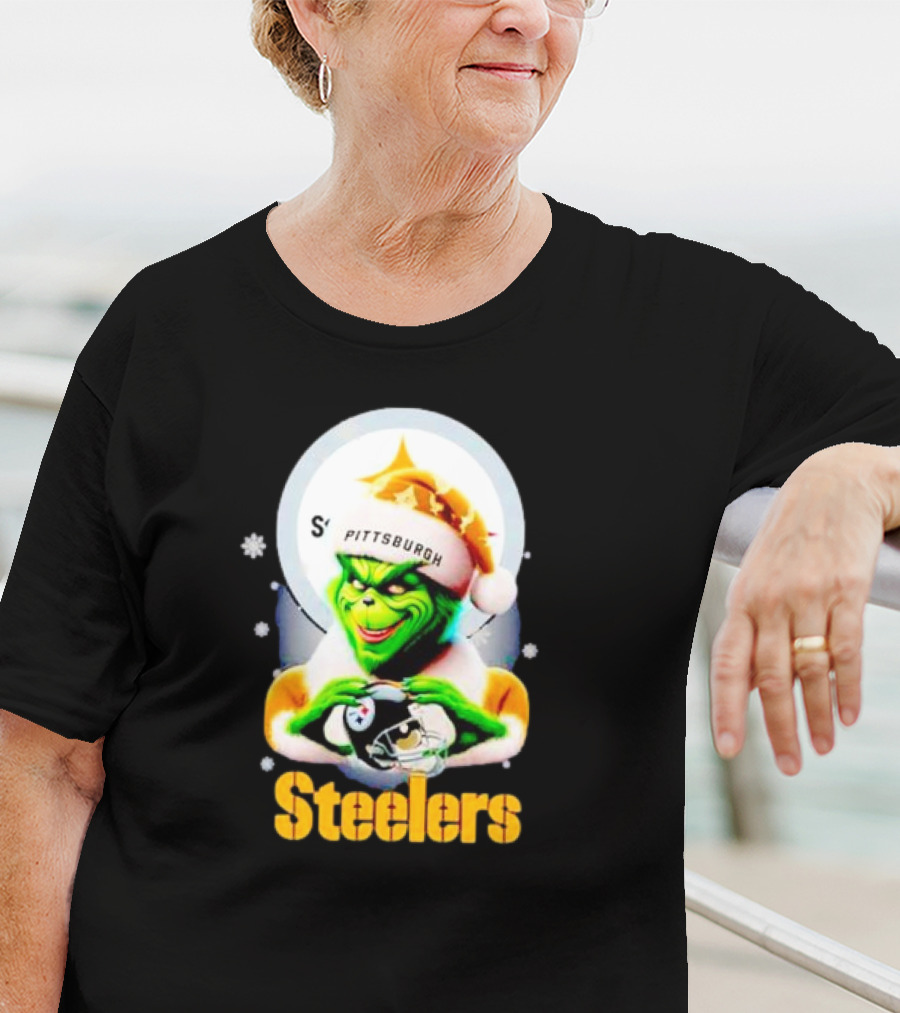 The Grinch Santa Steelers Christmas Pittsburgh Football Fan T-Shirt