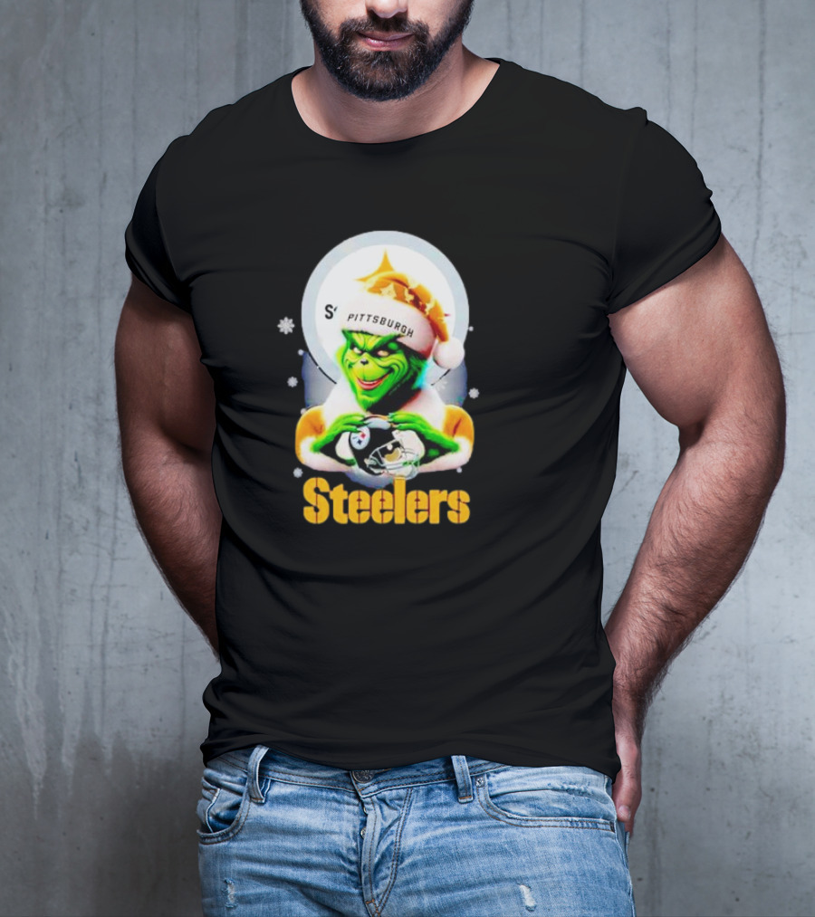 The Grinch Santa Steelers Christmas Pittsburgh Football Fan T-Shirt