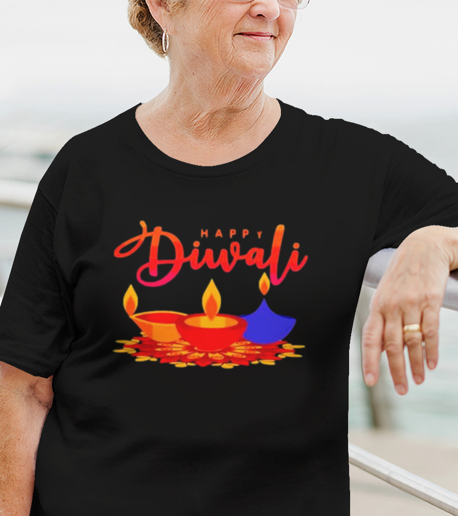 Happy Diwali Festival Of Light With Colorful Diyas T-Shirt
