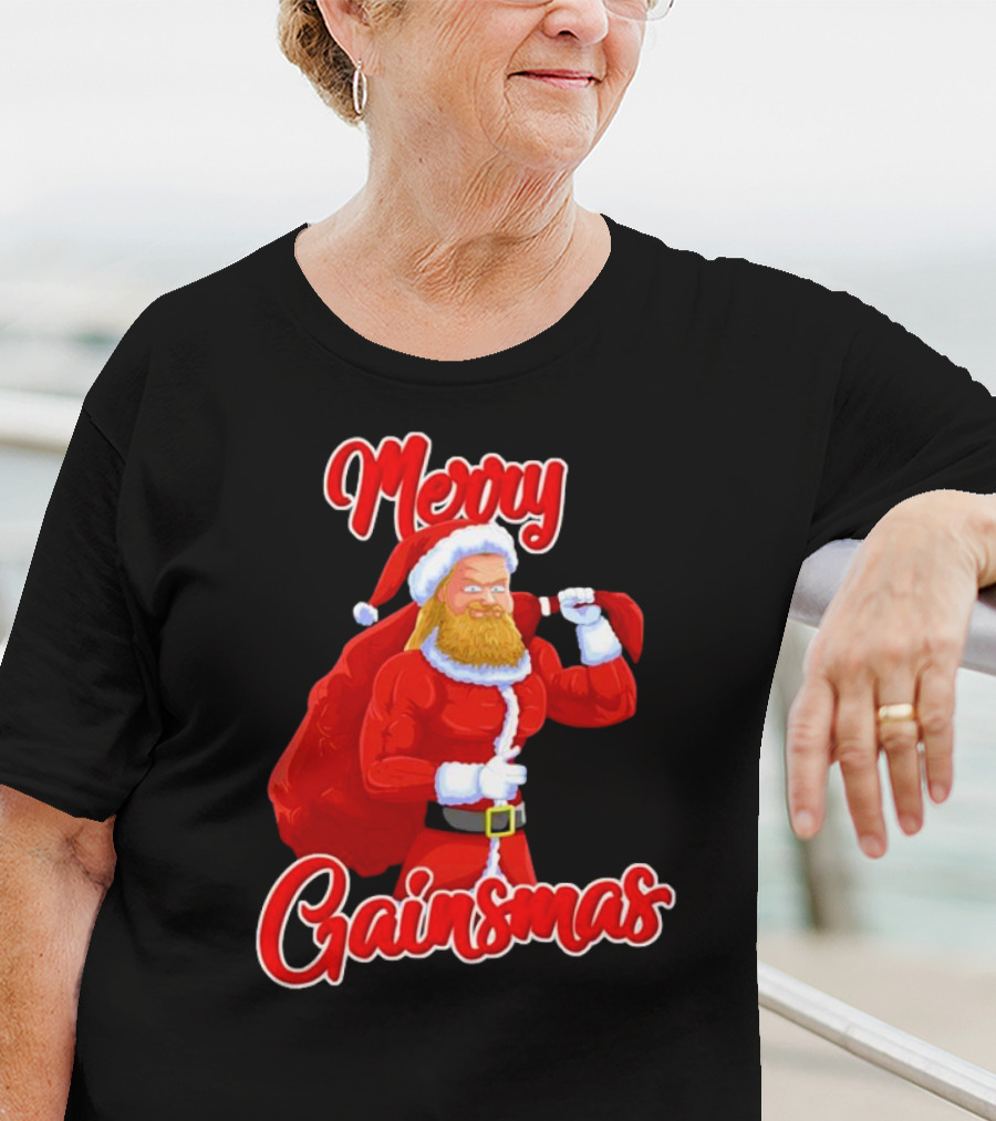 Merry Gainsmas Fitness Santa Bodybuilder T-Shirt