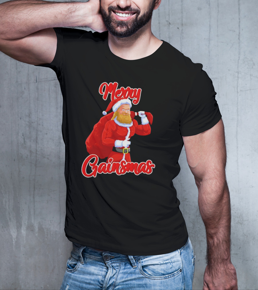 Merry Gainsmas Fitness Santa Bodybuilder T-Shirt