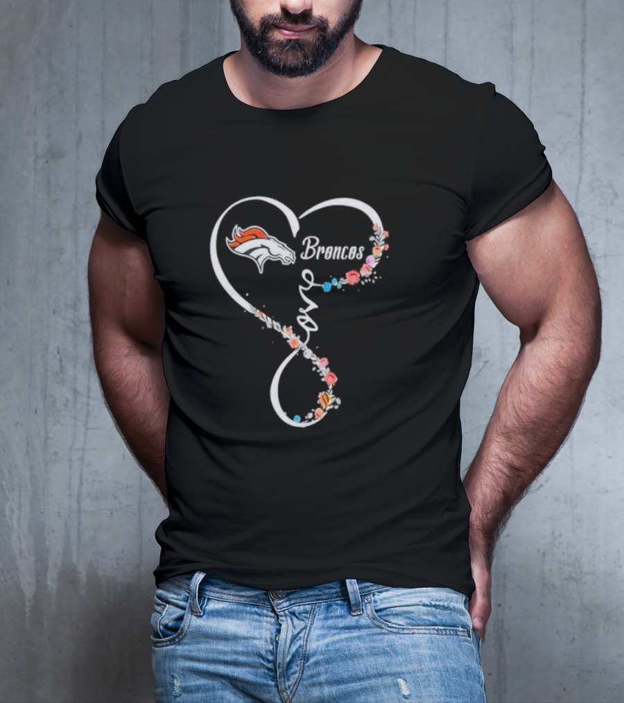 Denver Broncos Floral Heart Love T-Shirt