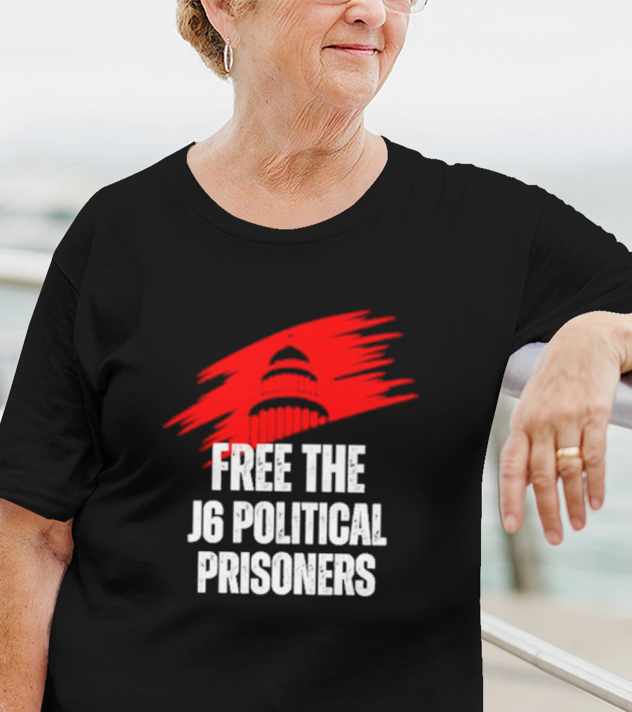 Free The J6 Political Prisoners Capitol Building Red Brushstroke T-Shirt