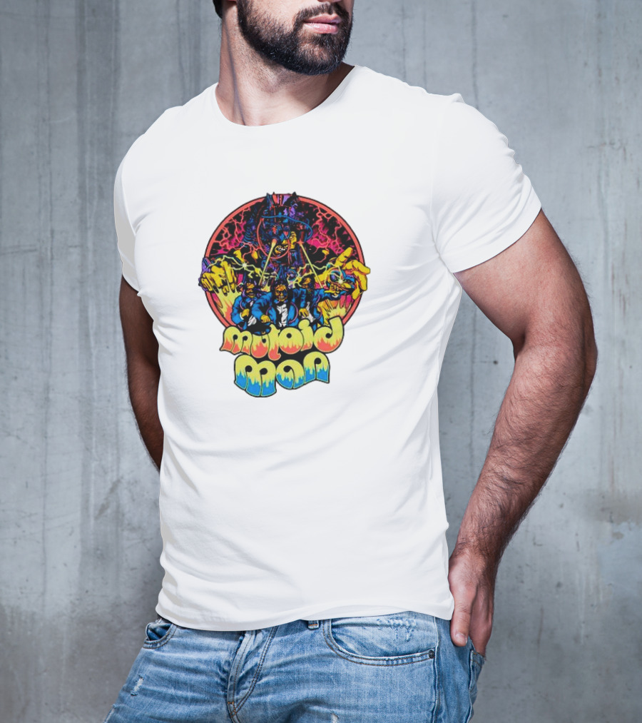 Mutoid Man CoTV Psychedelic Comic Style Superheroes With Lightning And Fiery Hands T-Shirt