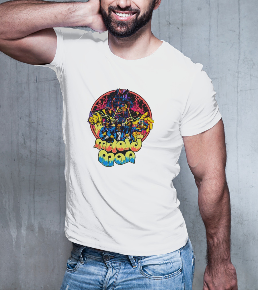 Mutoid Man CoTV Psychedelic Comic Style Superheroes With Lightning And Fiery Hands T-Shirt