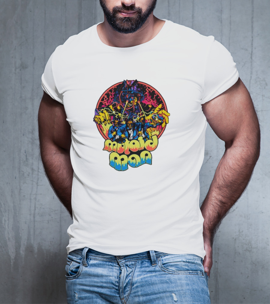Mutoid Man CoTV Psychedelic Comic Style Superheroes With Lightning And Fiery Hands T-Shirt