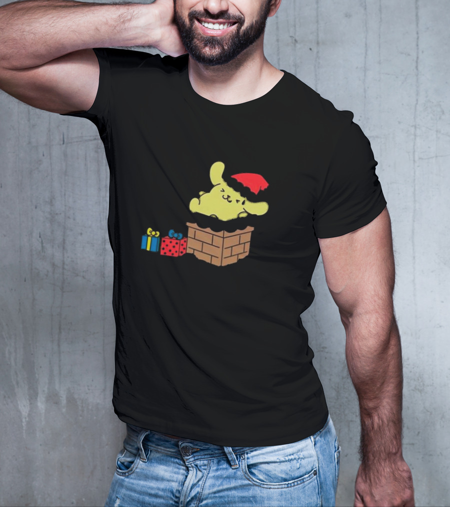Pompompurin Christmas Chimney With Santa Hat And Presents T-Shirt