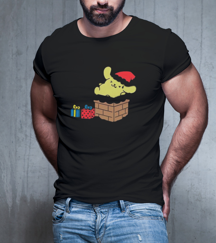 Pompompurin Christmas Chimney With Santa Hat And Presents T-Shirt