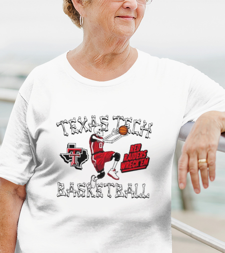Texas Tech Basketball Red Raiders Wreck 'Em Skeleton Dunking T-Shirt