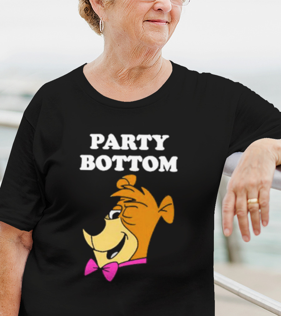 Yogi Bear Party Bottom Fun Cartoon Character With Pink Bow Tie T-Shirt
