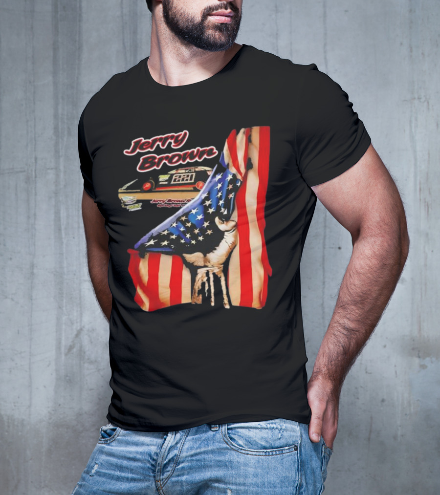 Jerry Brown Blood Inside Me American Flag Race Car 88 T-Shirt