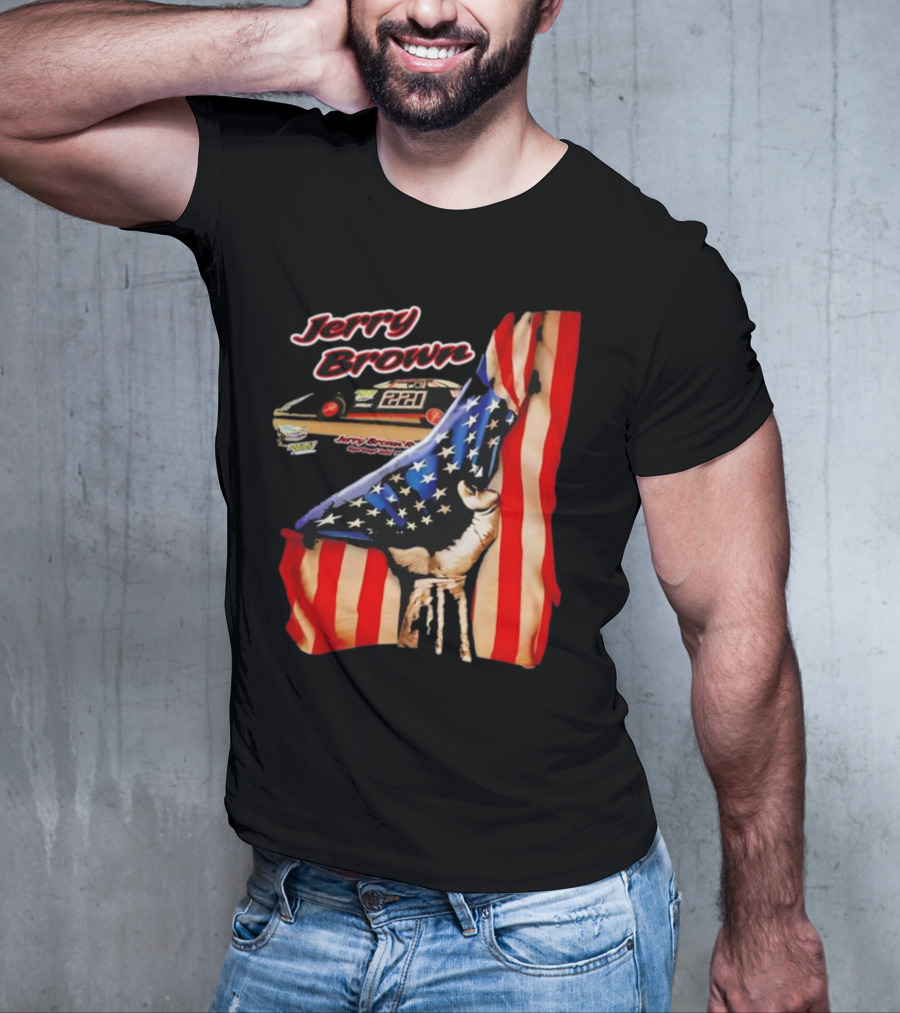 Jerry Brown Blood Inside Me American Flag Race Car 88 T-Shirt