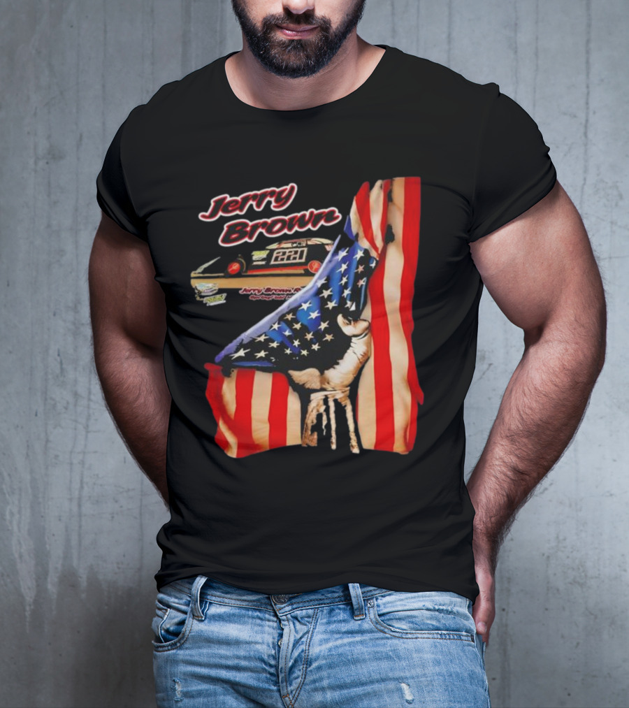 Jerry Brown Blood Inside Me American Flag Race Car 88 T-Shirt