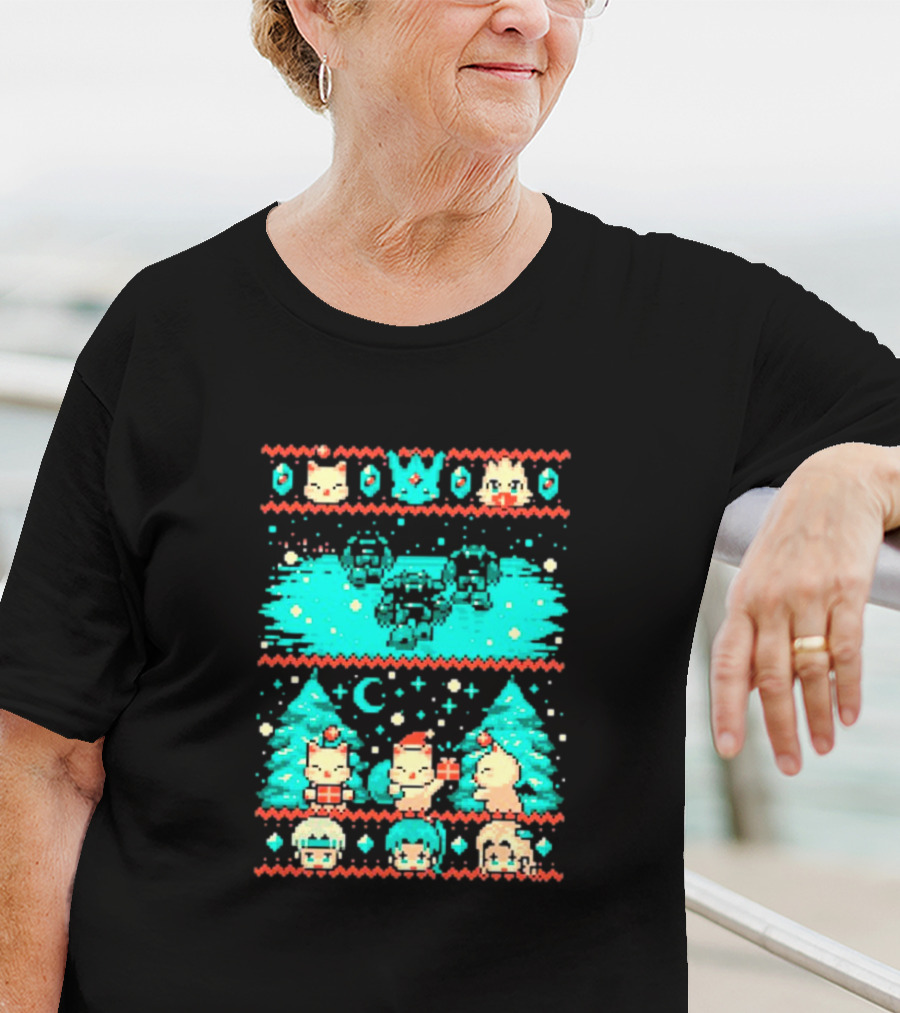 Esper Of Christmas 8-Bit Holiday Pixel Art With Festive Characters T-Shirt