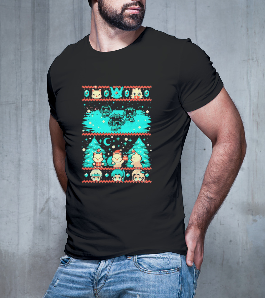 Esper Of Christmas 8-Bit Holiday Pixel Art With Festive Characters T-Shirt