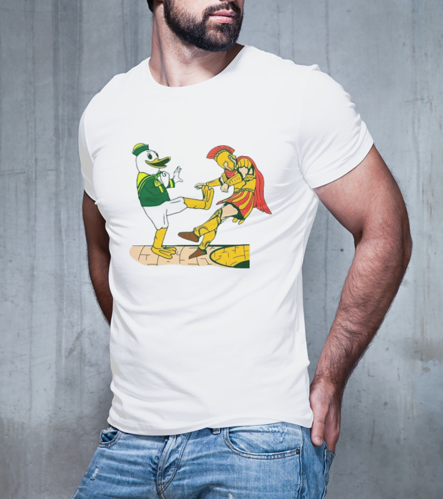 USC Trojans Versus Oregon Ducks Kick Scene T-Shirt
