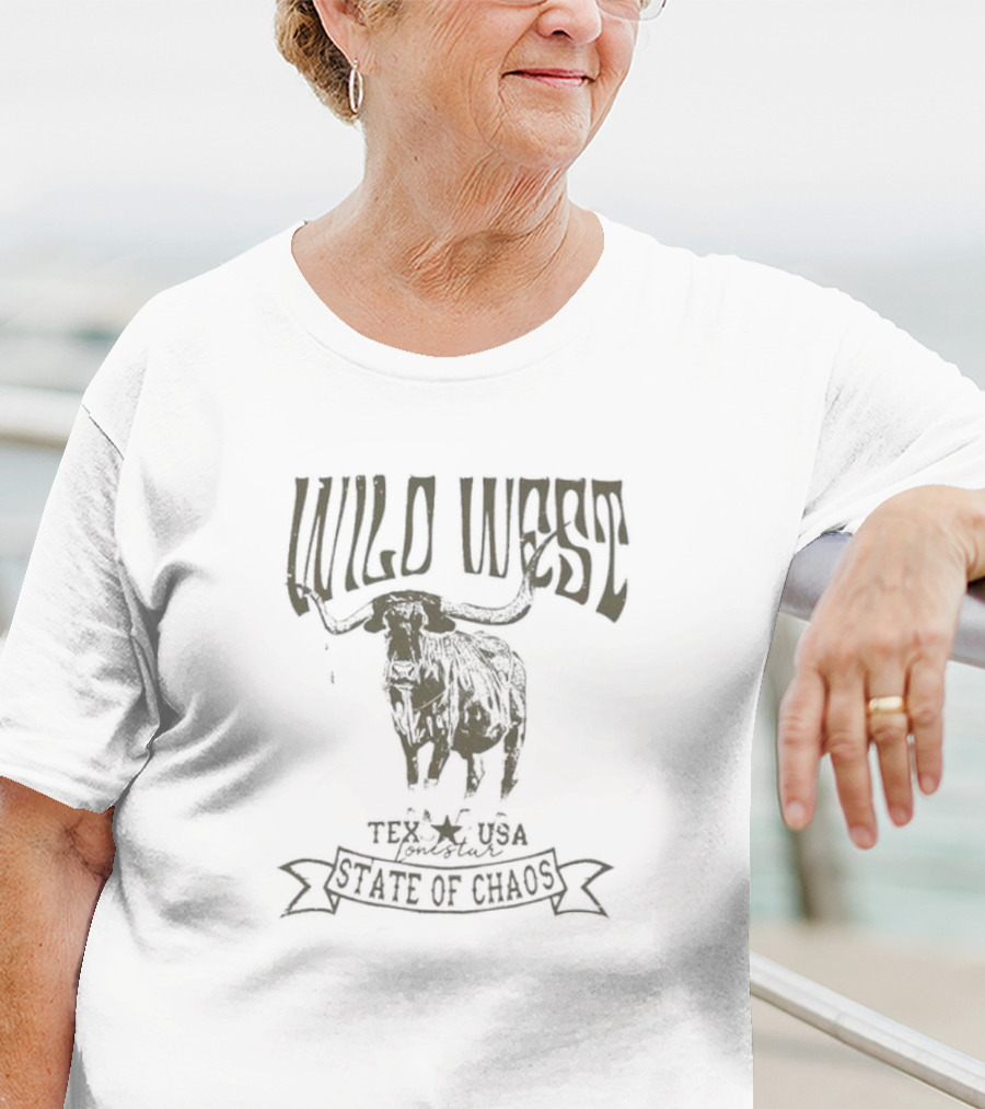 Wild West Longhorn Texas USA State Of Chaos T-Shirt