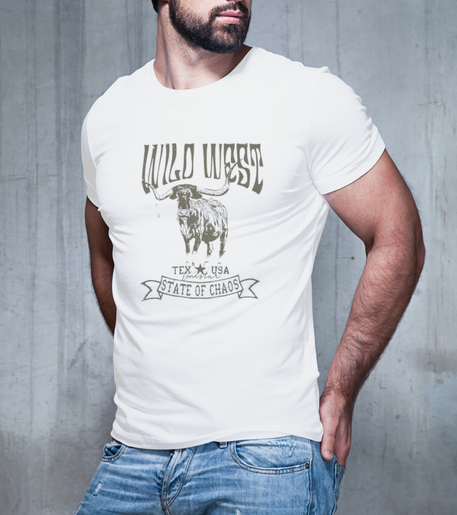 Wild West Longhorn Texas USA State Of Chaos T-Shirt