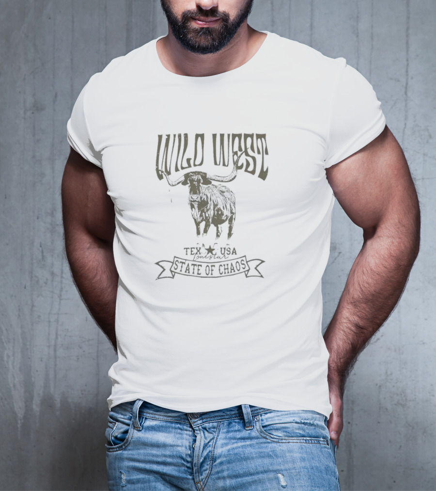 Wild West Longhorn Texas USA State Of Chaos T-Shirt