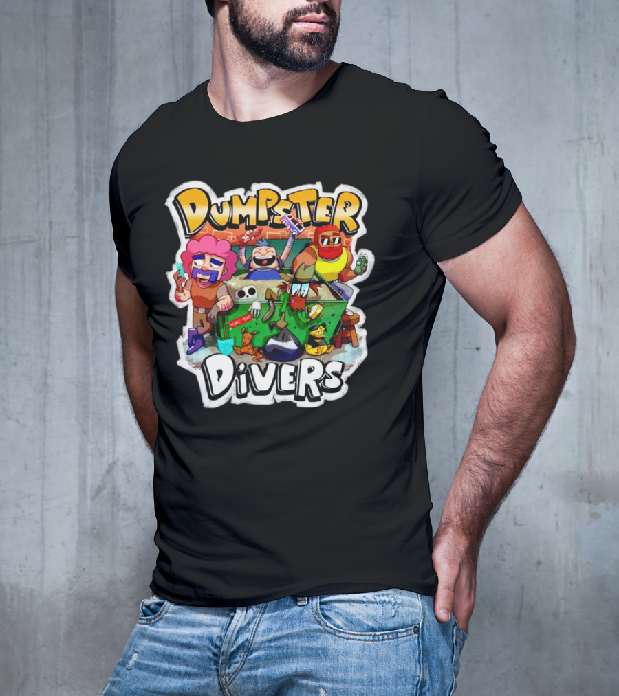 Dumpster Divers Cartoon Alley Fun With Funny Characters And Trash Can Antics T-Shirt