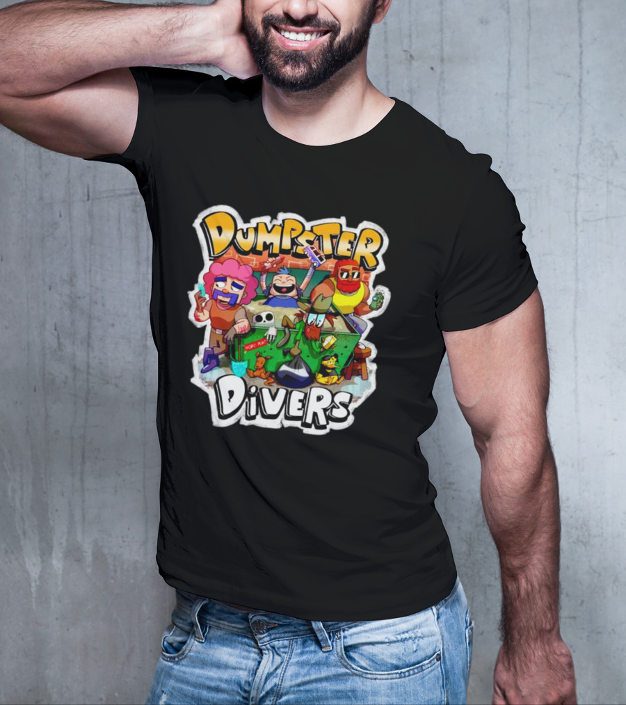 Dumpster Divers Cartoon Alley Fun With Funny Characters And Trash Can Antics T-Shirt