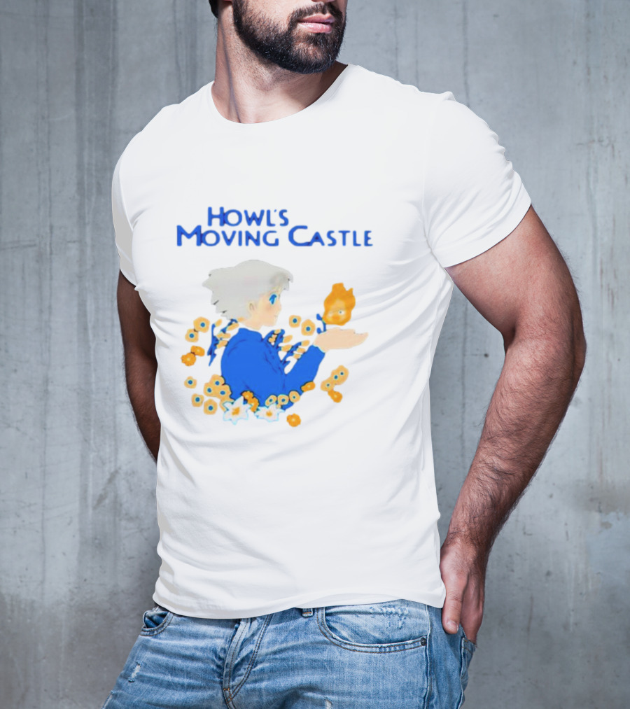 Howl’s Moving Castle Howl With Calcifer And Flowers T-Shirt