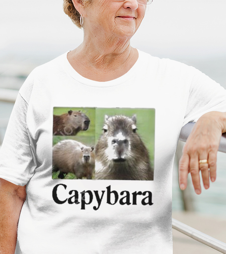 At The Moment Shop Capybara Trio Close-Up T-Shirt