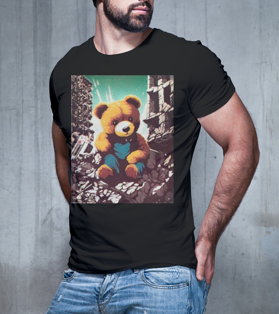 Ceasefire Now Teddy Bear In War-Torn Ruins T-Shirt