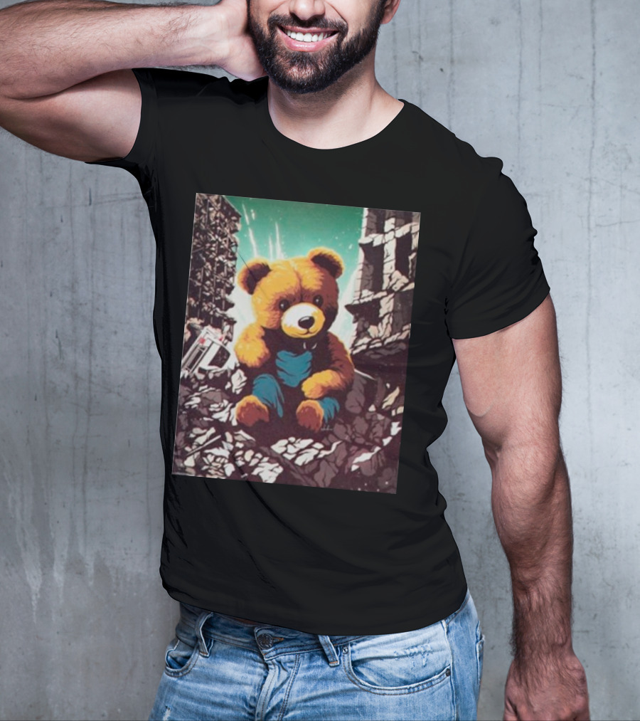 Ceasefire Now Teddy Bear In War-Torn Ruins T-Shirt