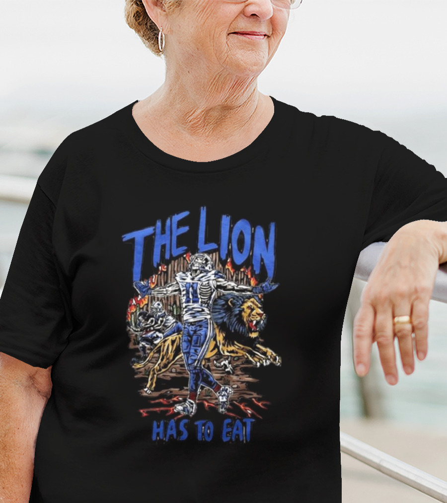 Detroit Lions The Lion Has To Eat Football Player And Fierce Animal T-Shirt