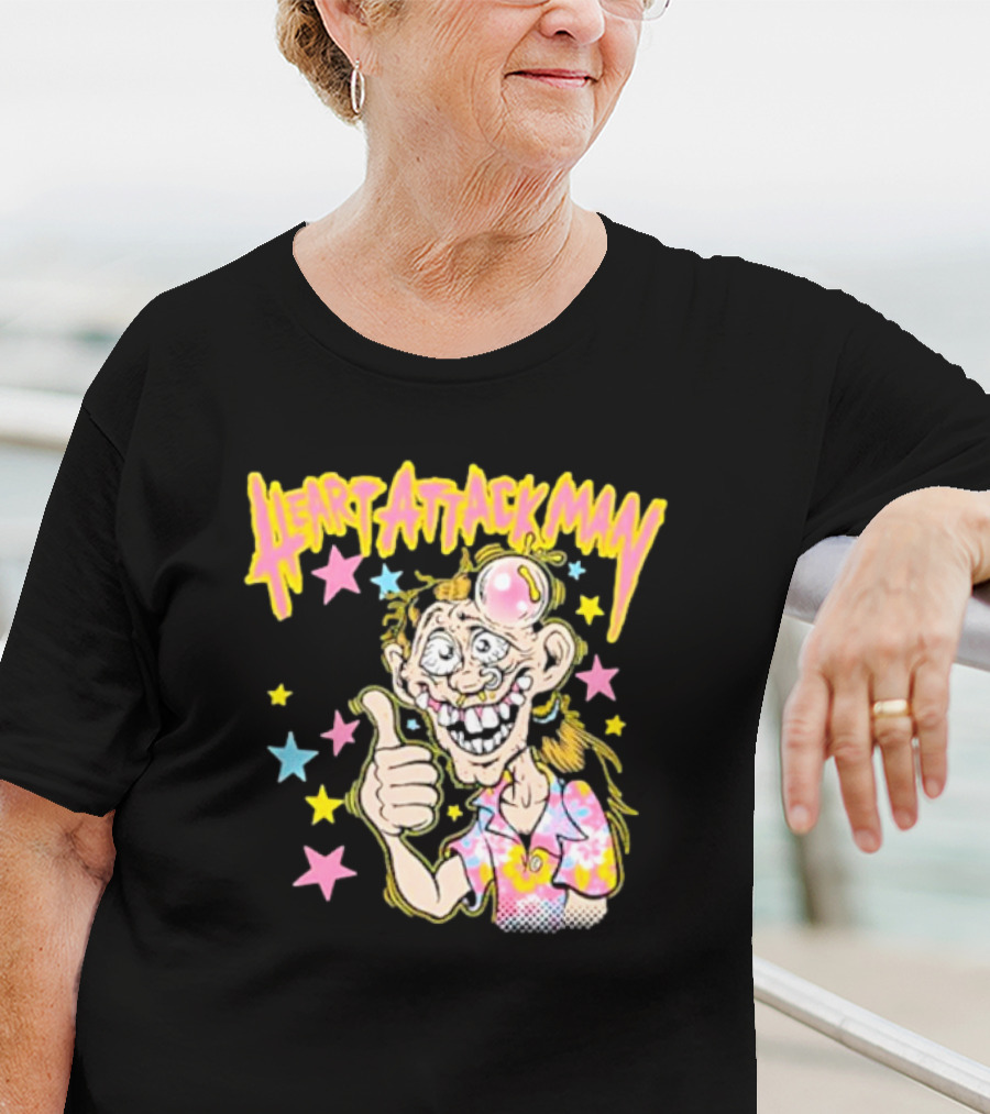 Heart Attack Man Freak Of Nature Cartoon Character With Stars And Thumbs Up T-Shirt