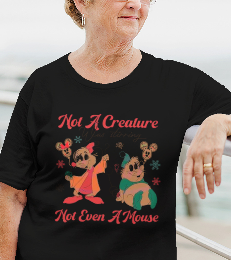 Not A Creature Was Stirring Not Even A Mouse Jaq And Gus Holiday Snowflakes T-Shirt