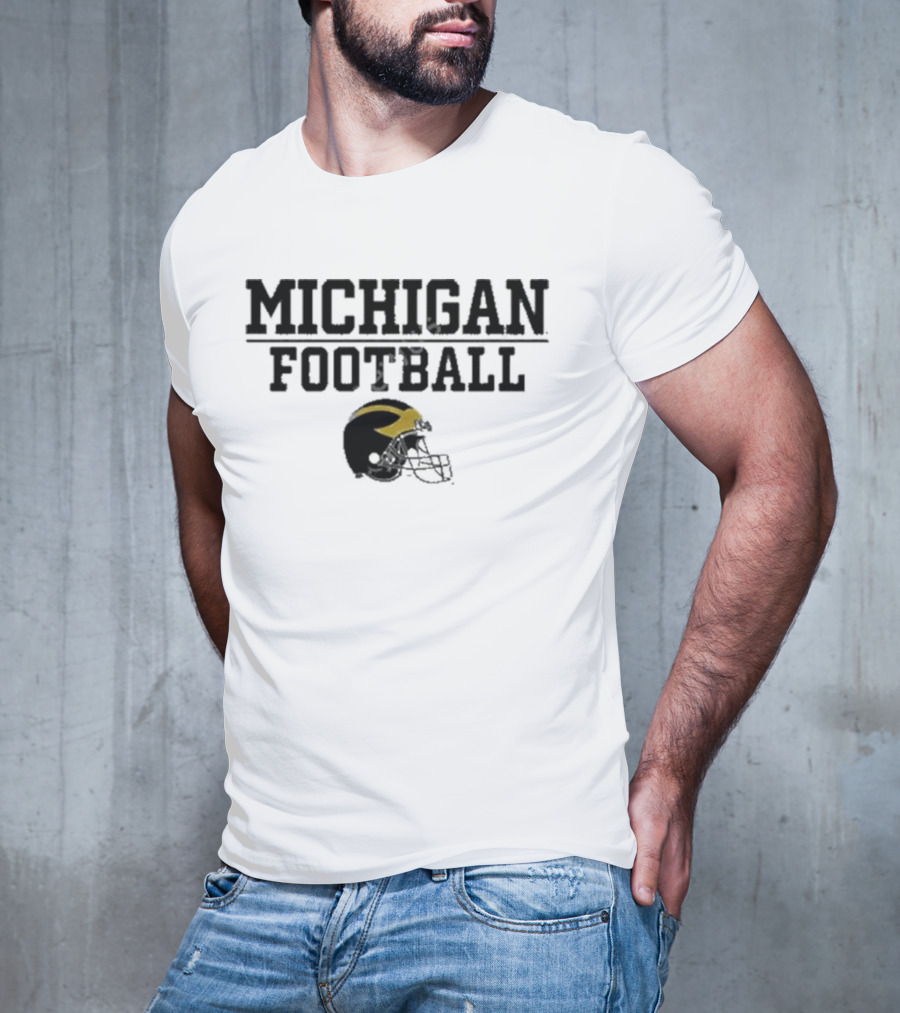 Mden Michigan Football Helmet T-Shirt