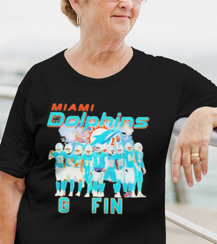 Miami Dolphins Go Fins Players Logo Team Spirit T-Shirt